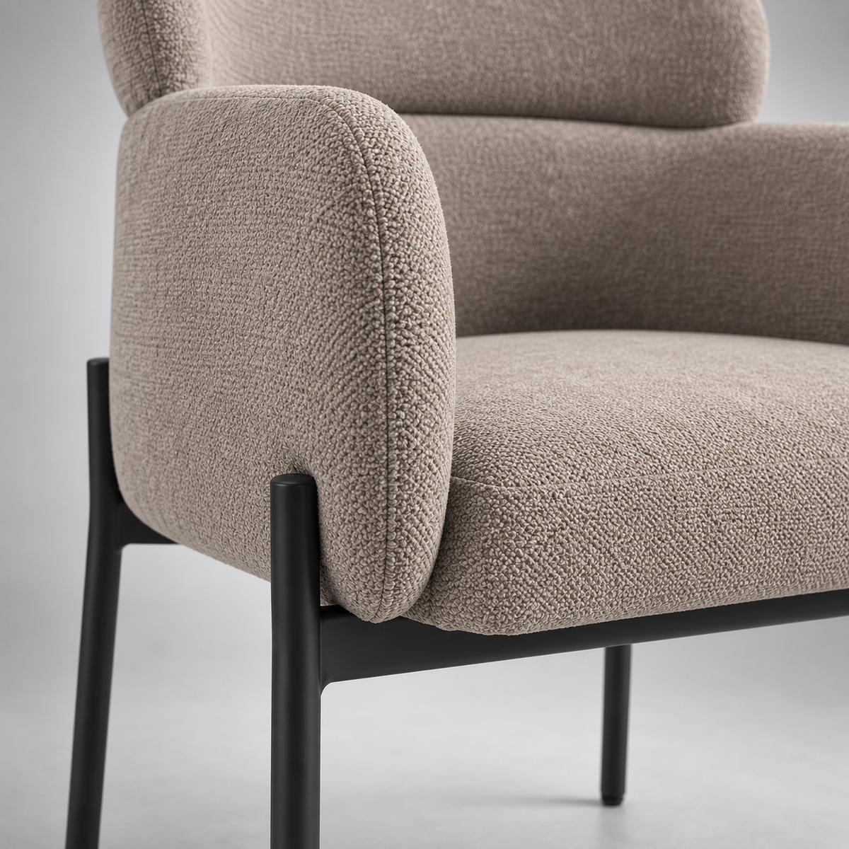 « Milo » — Fauteuil en chenille brun clair à accoudoirs — vue 4