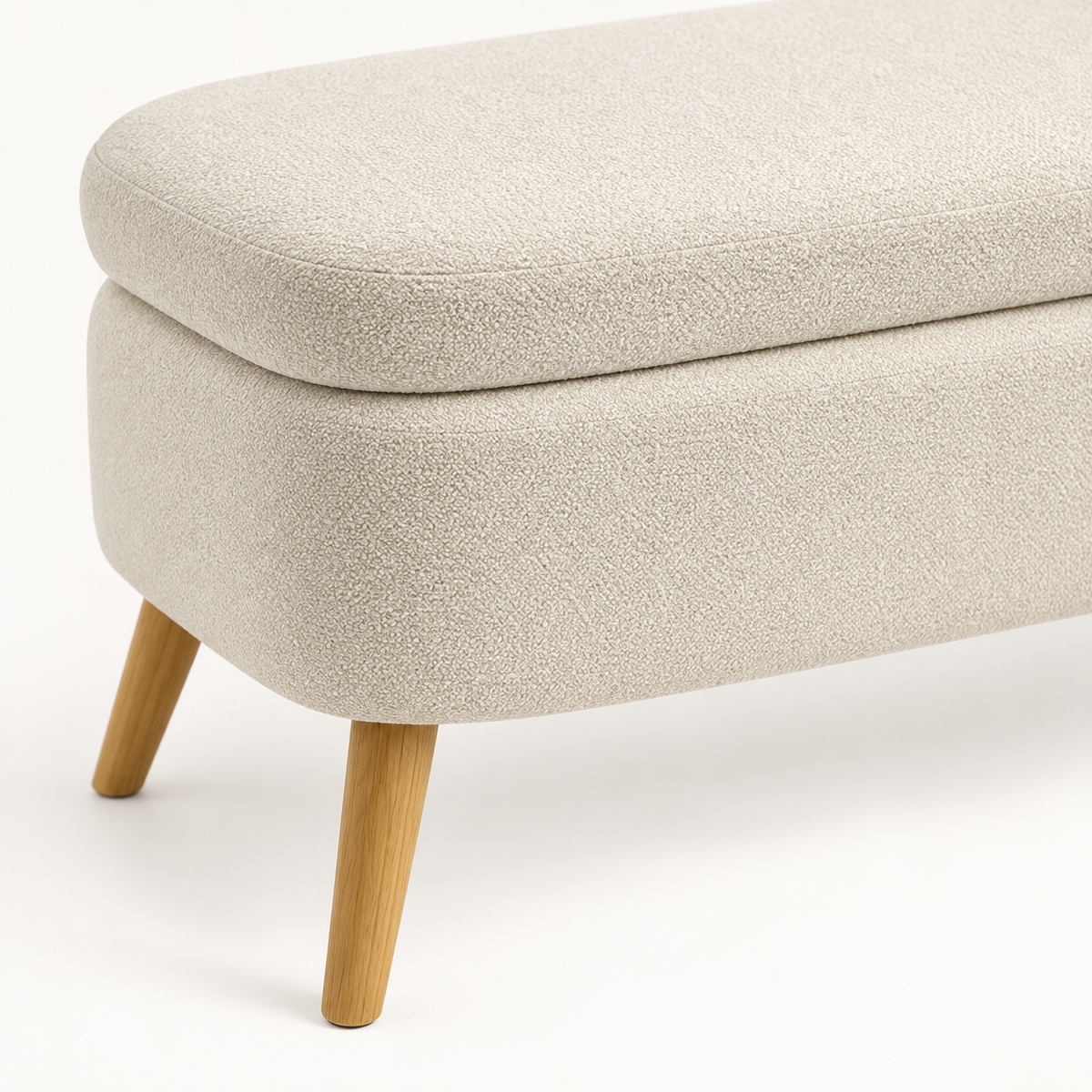 « Nacre » — Banc coffre en tissu teddy beige — vue 3