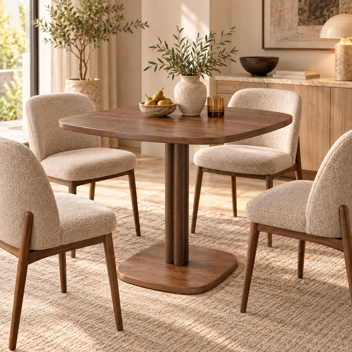 « Noma » — Table carrée en bois brun, 70 cm — vue 2