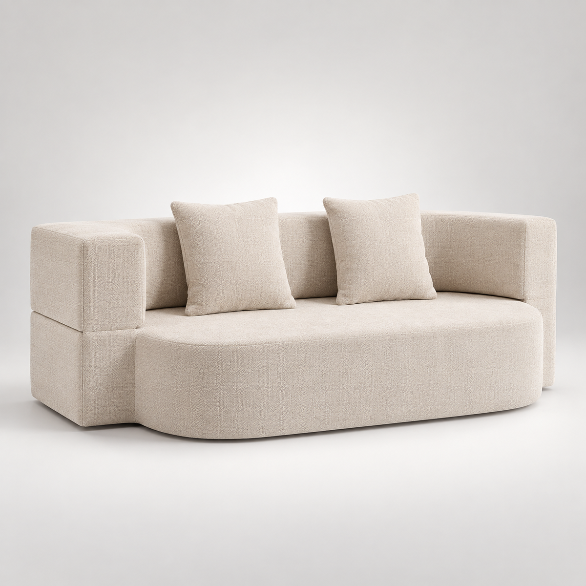 « Nuage » — Canapé convertible 2 places en chenille beige — vue 1