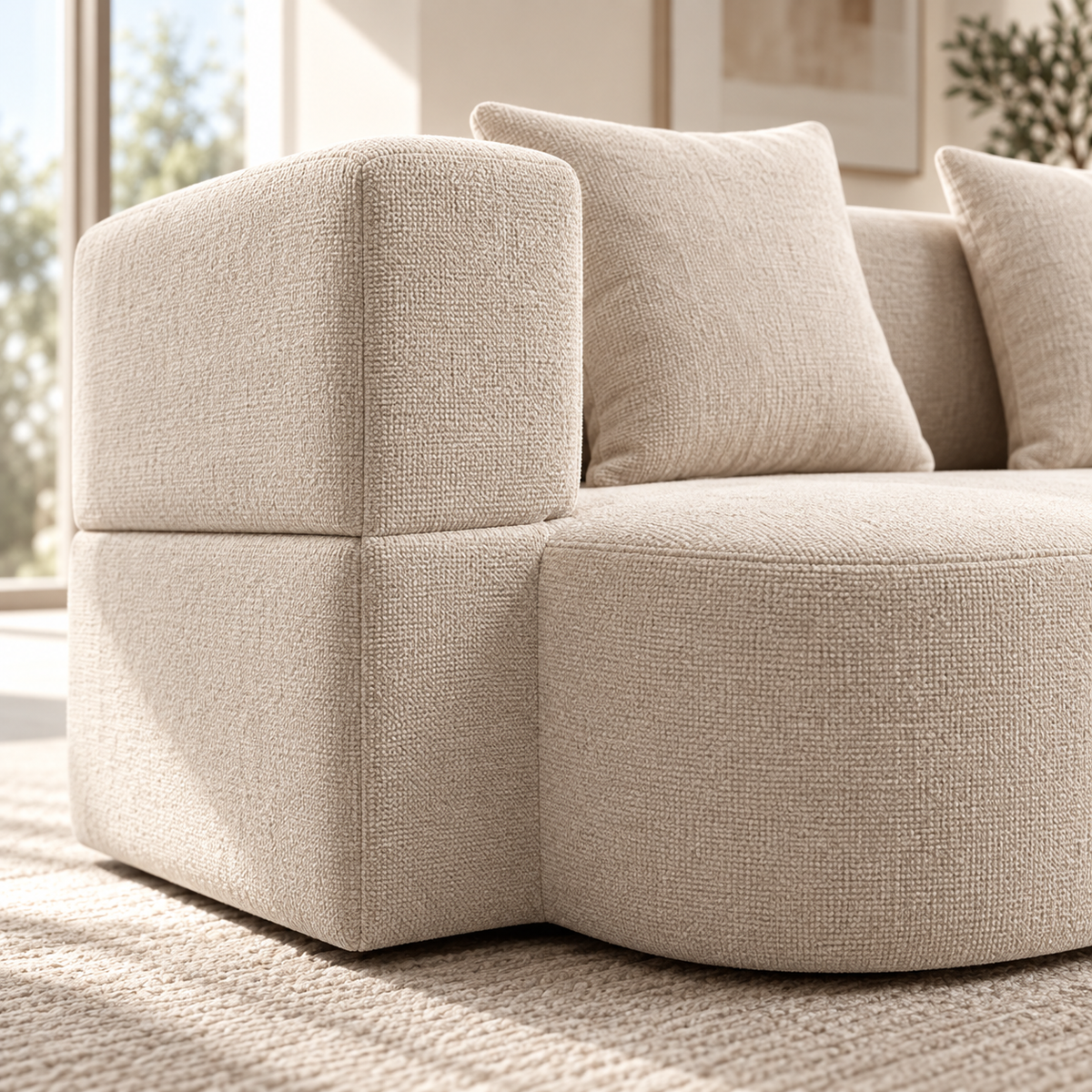 « Nuage » — Canapé convertible 2 places en chenille beige — vue 5