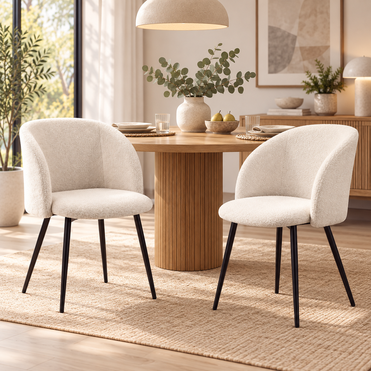 « Oline » — Lot de 2 chaises beiges en tissu texturé — vue 2