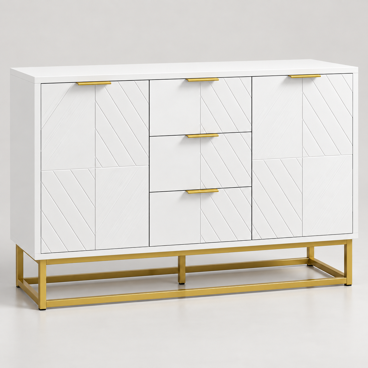 « Opaline » — Buffet blanc graphique à 3 tiroirs — vue 4