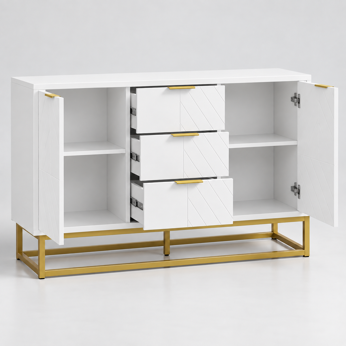 « Opaline » — Buffet blanc graphique à 3 tiroirs — vue 5