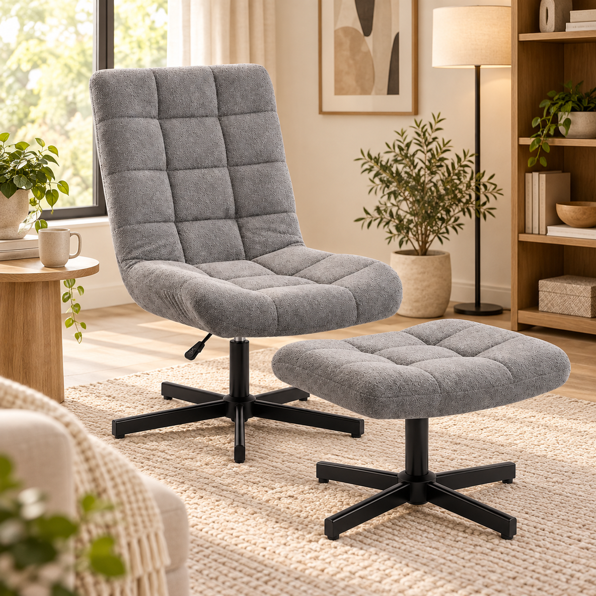 « Pausa » — Fauteuil inclinable gris avec repose-pieds — vue 2