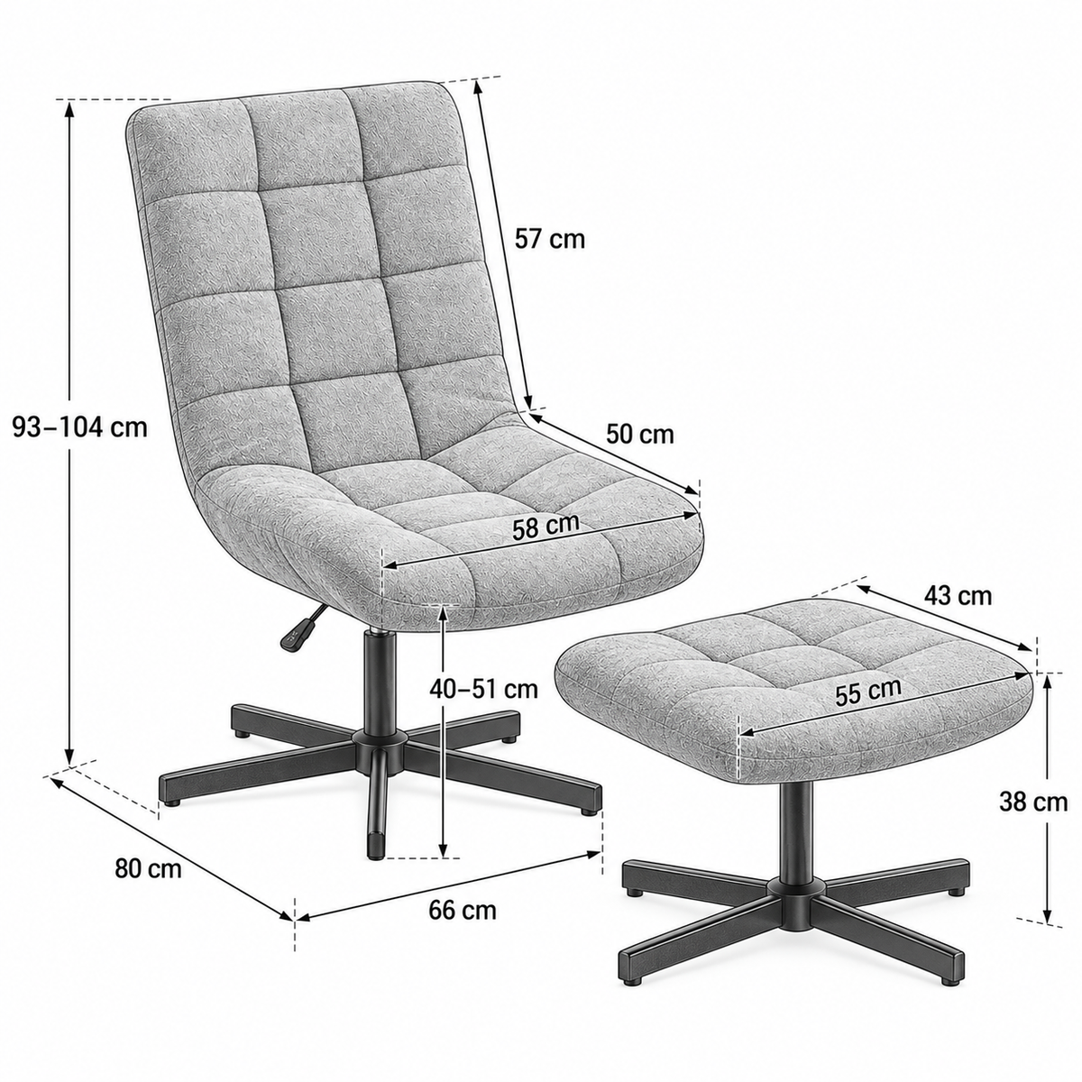 « Pausa » — Fauteuil inclinable gris avec repose-pieds — vue 5