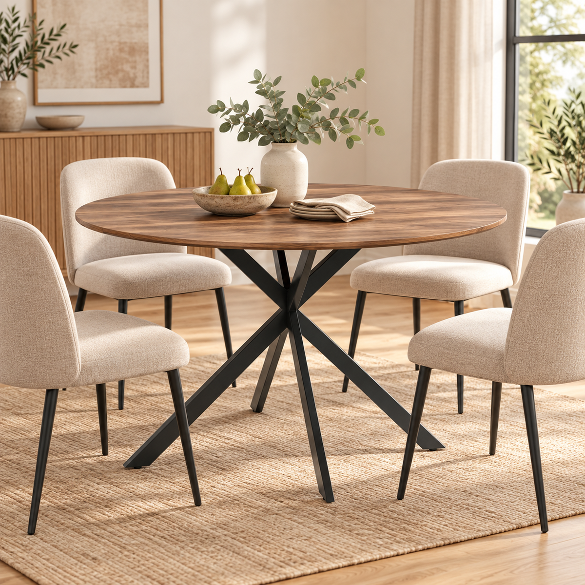 « Rondo » — Table à manger ronde effet bois, 120 cm — vue 2