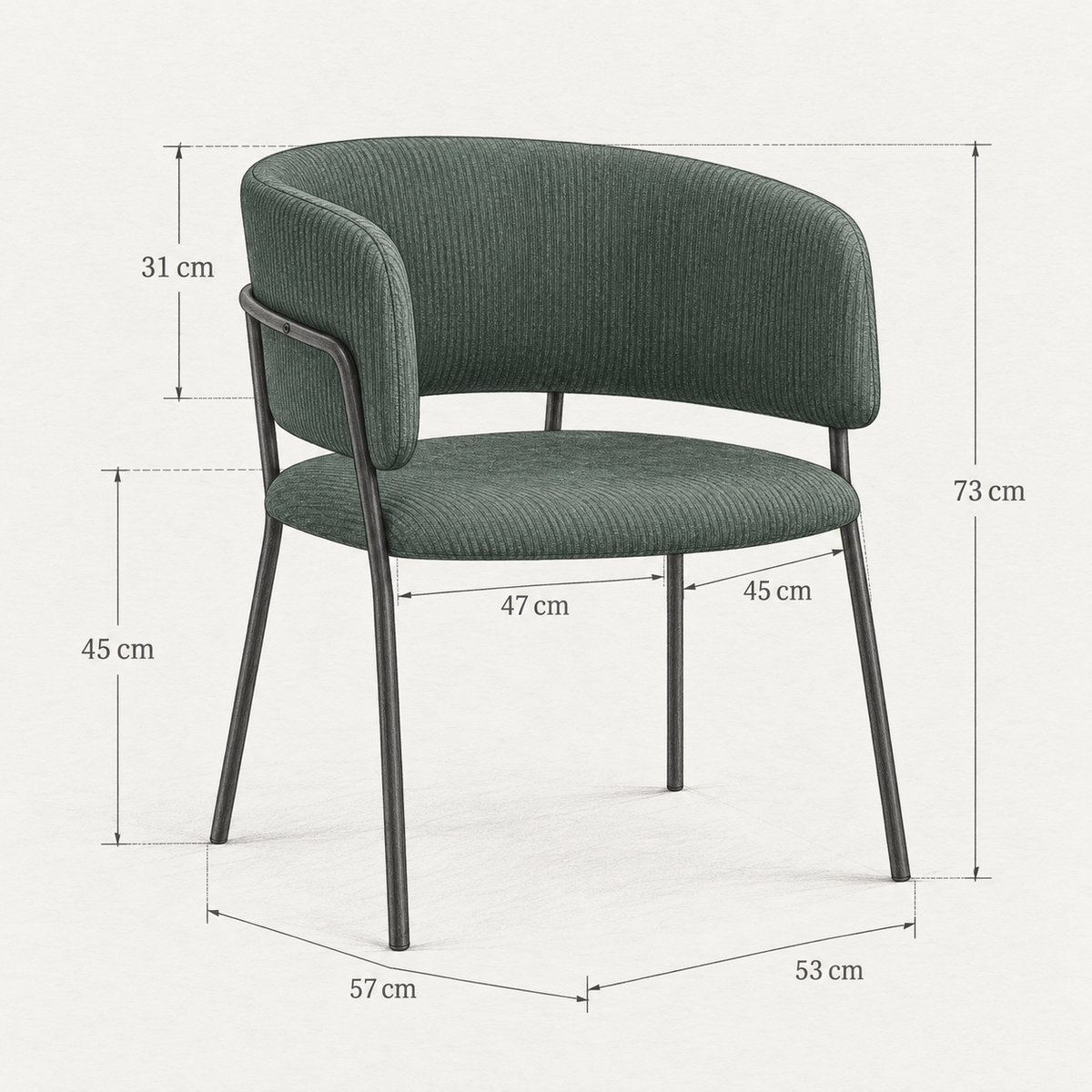 « Sauge » — Lot de 2 chaises en velours vert — vue 3