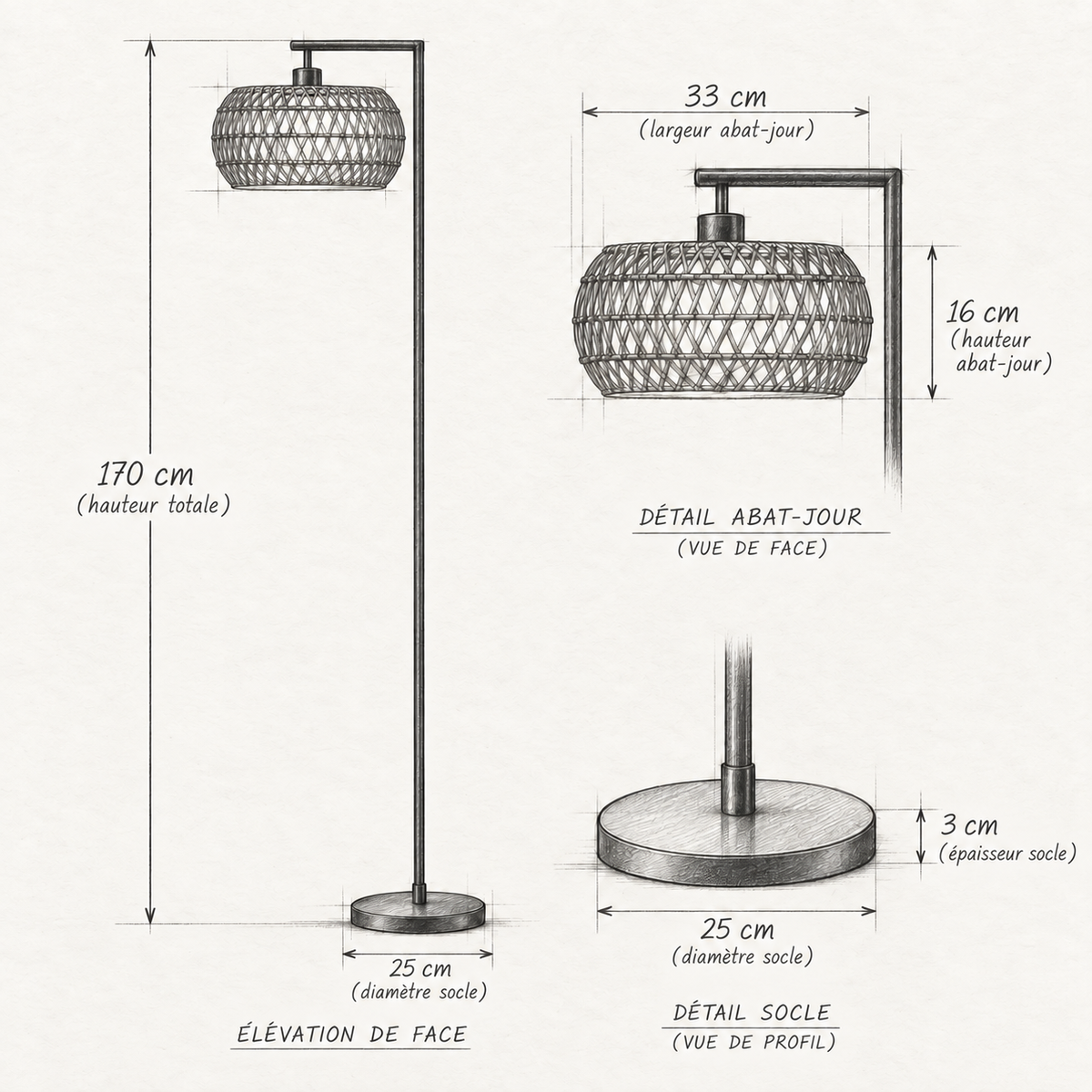 « Sélène » — Lampadaire noir à télécommande — vue 5