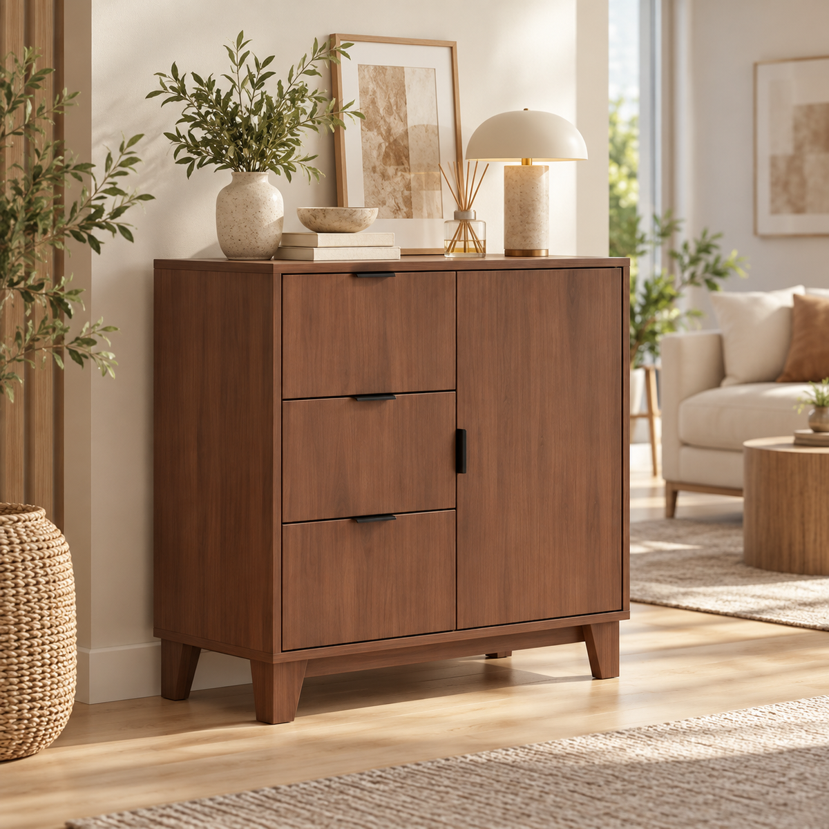 « Sillage » — Buffet effet bois à porte et 3 tiroirs — vue 2