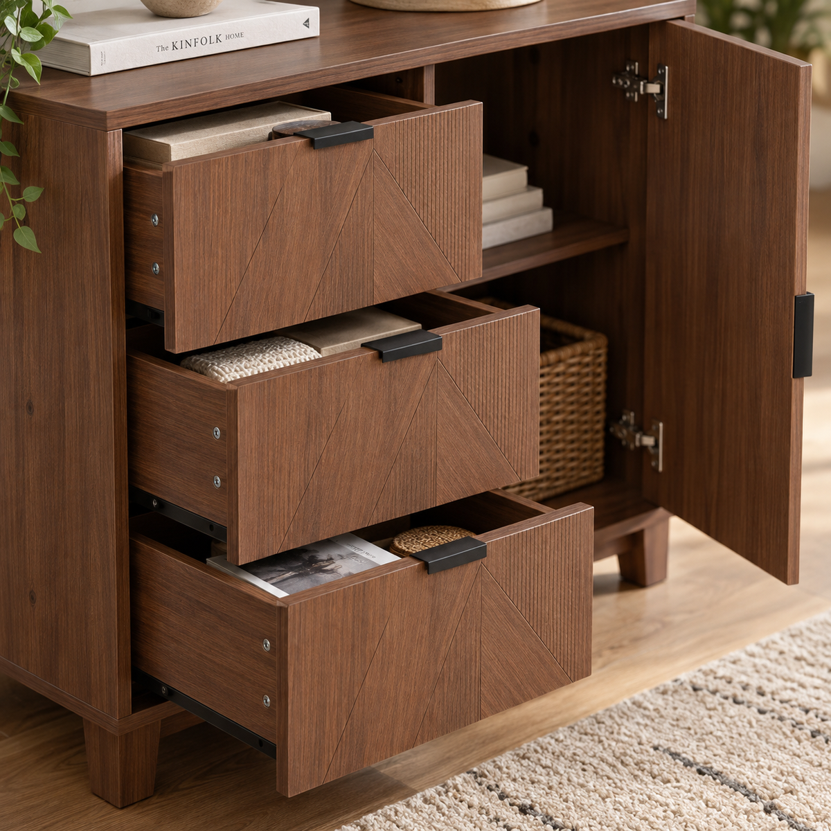 « Sillage » — Buffet effet bois à porte et 3 tiroirs — vue 3