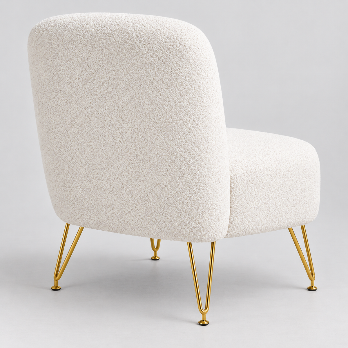 « Soléa » — Fauteuil sans accoudoirs en tissu bouclé blanc — vue 4