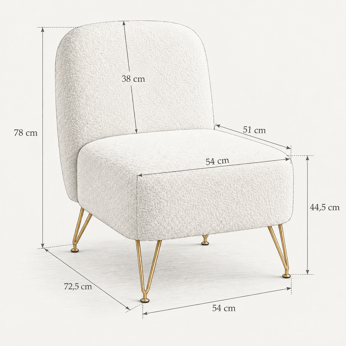 « Soléa » — Fauteuil sans accoudoirs en tissu bouclé blanc — vue 5