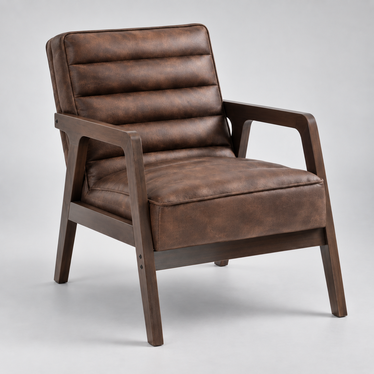 « Soren » — Fauteuil brun à structure en bois — vue 1