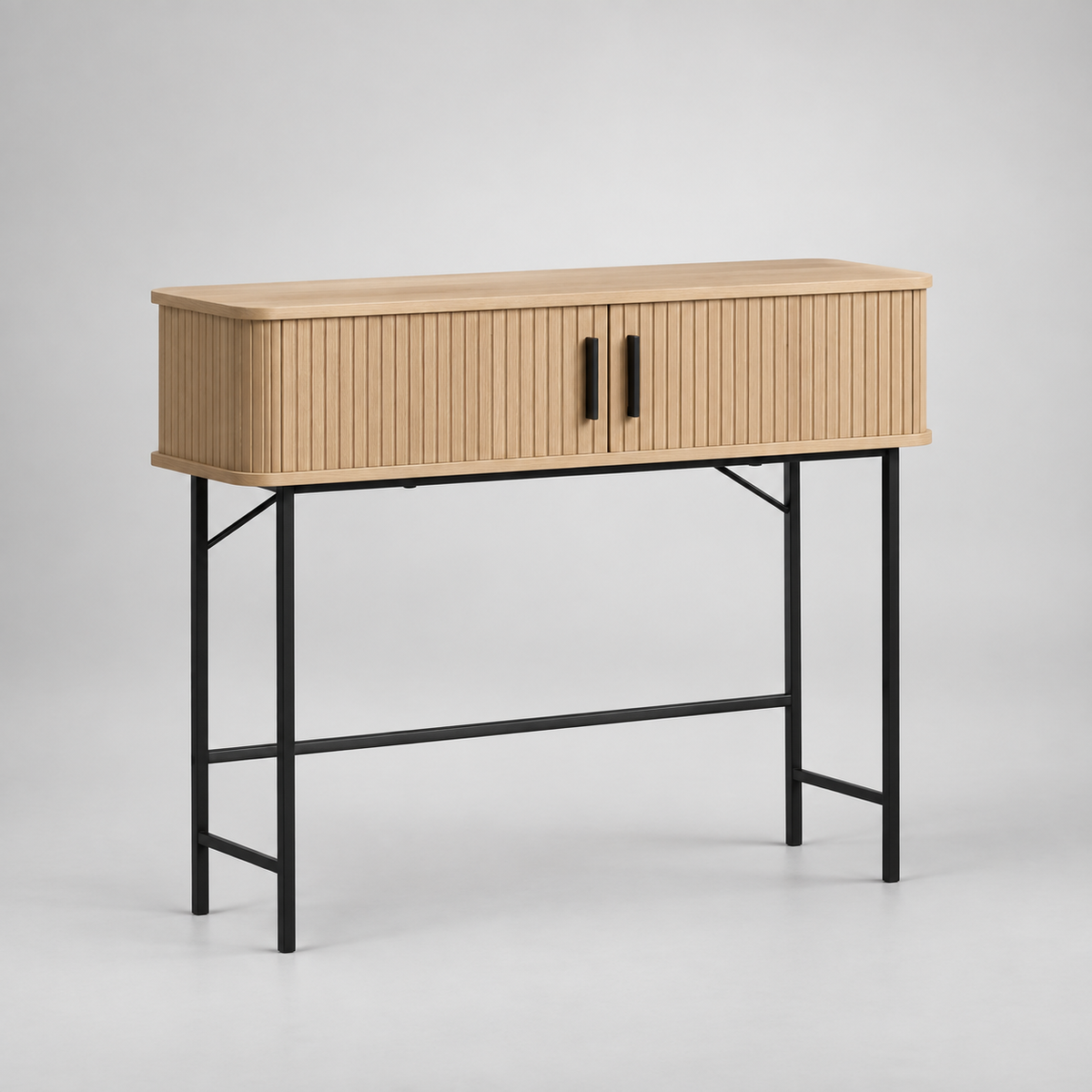 « Tambour » — Console à portes coulissantes, finition chêne — vue 1