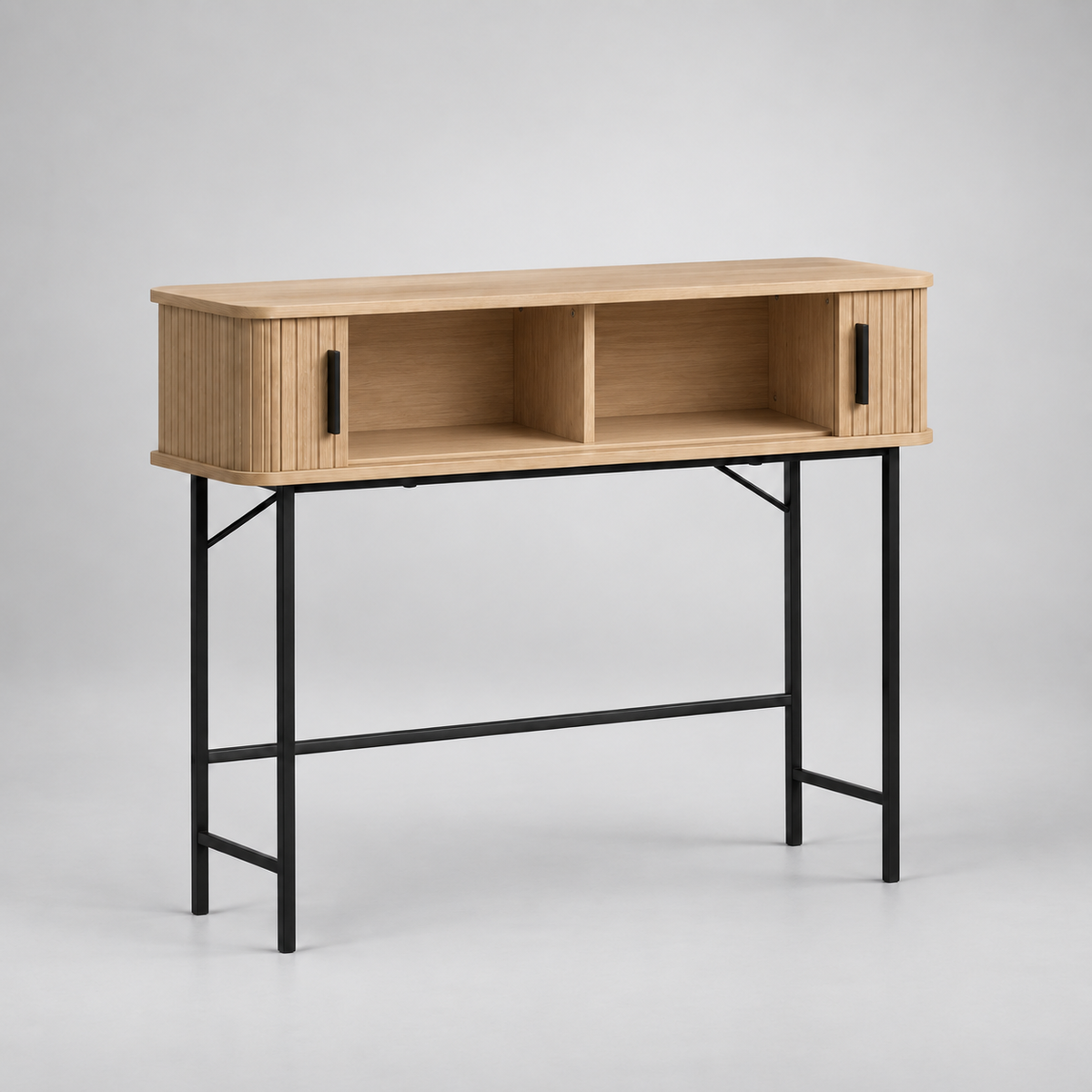 « Tambour » — Console à portes coulissantes, finition chêne — vue 3