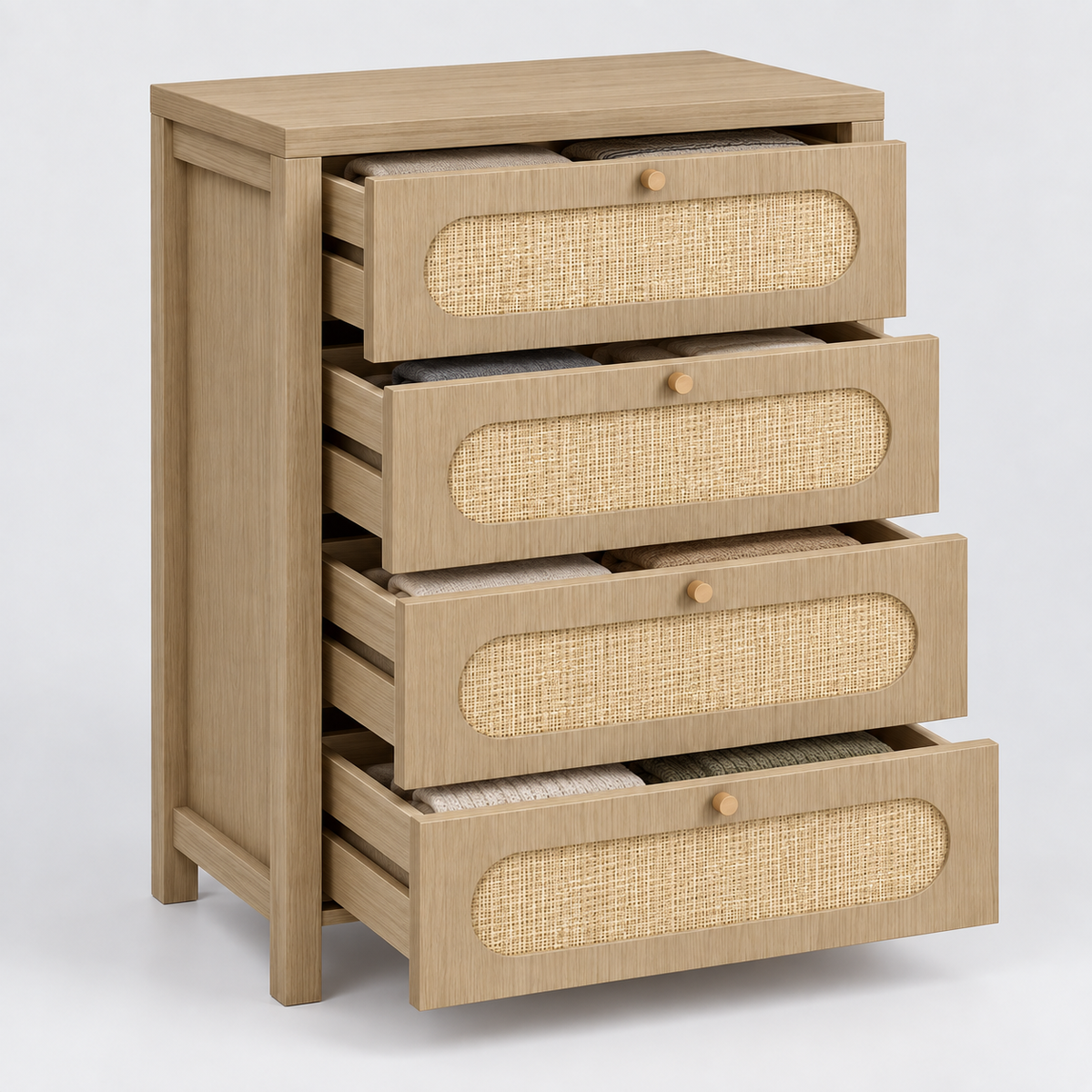 « Tressia » — Commode à 4 tiroirs et façades tressées — vue 4