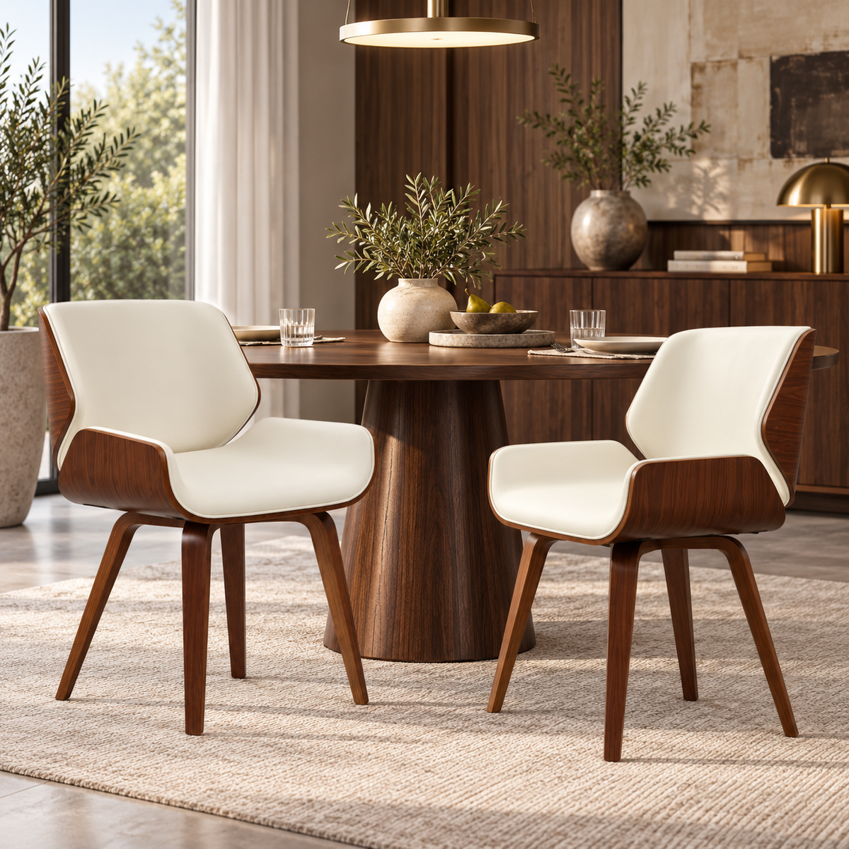 « Vesper » — Lot de 2 chaises vintage blanches et brunes — vue 2