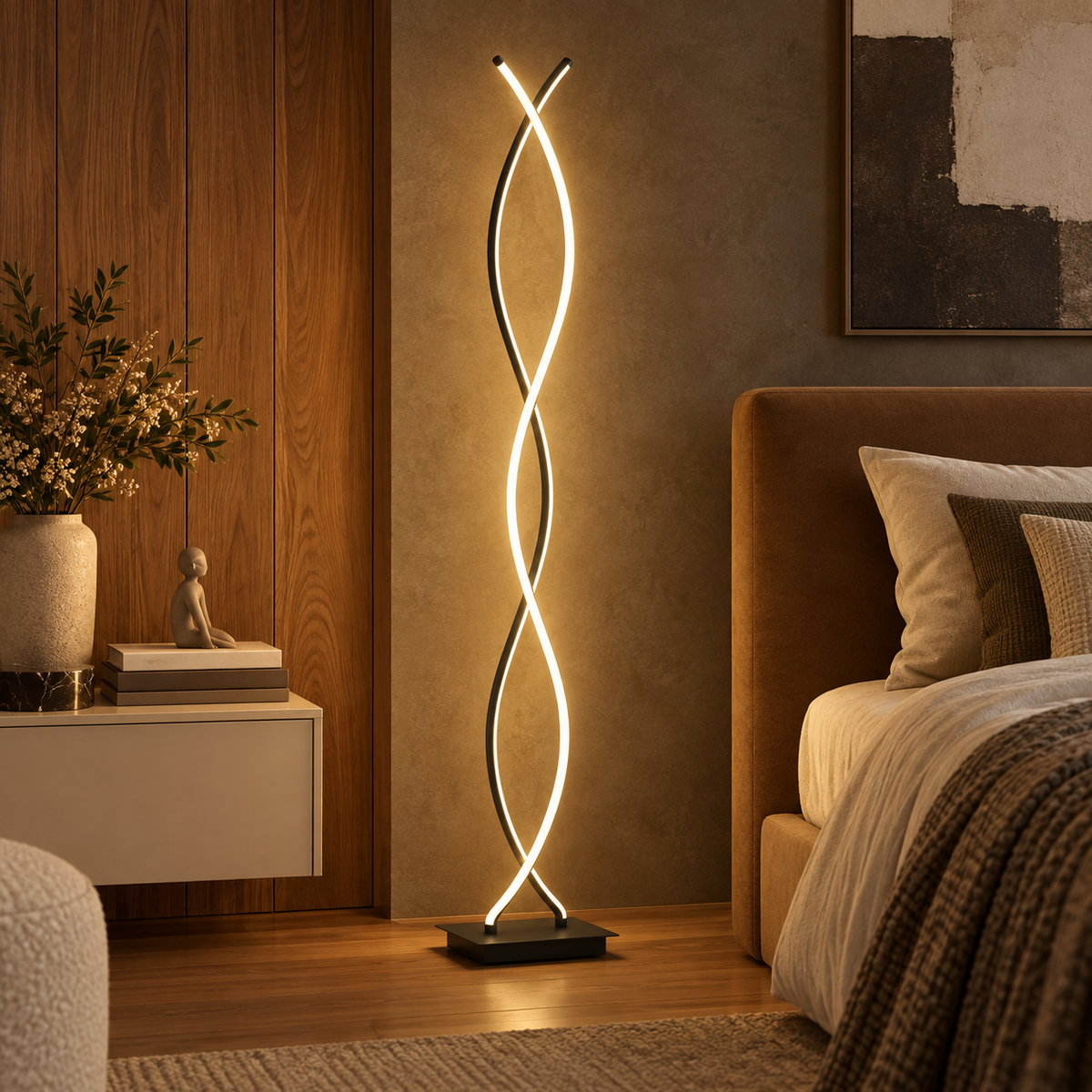« Volute » — Lampadaire noir à double spirale — vue 2